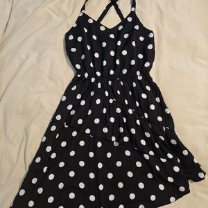 A New Day Black and White Asymmetrical Polka Dot Dress